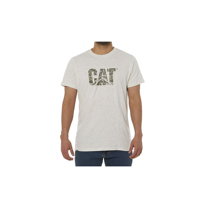 Caterpillar Original Logo - Mens T-Shirts - Light Grey Camo - NZ (132INQDZX)